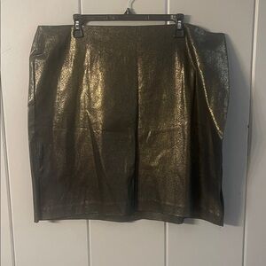 Torrid Black Gold Metallic Mini Skirt 3X Mob Wife Bold Glam Streetcore Chic